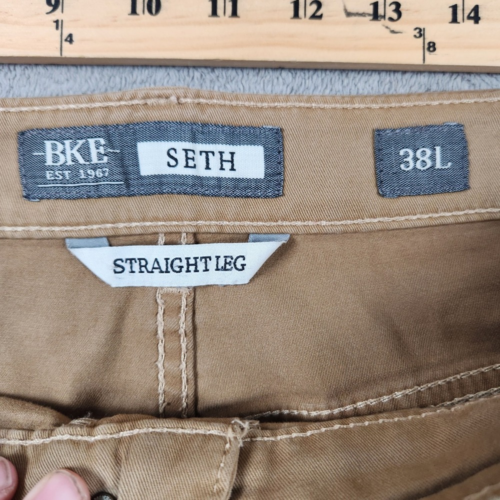 BKE Seth Straight Leg Khaki Pants Mens size 38x28 Tan Cotton Stretch Chino - Picture 5 of 12